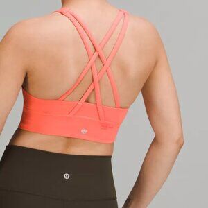 Lululemon Energy High-Neck Longline Bra Pink/Orange Raspberry Cream Size 8